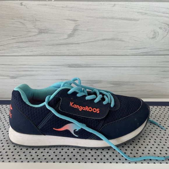 kangaROOS Shoes Kangaroosnavy Bluelight Blue With Orange Lettering